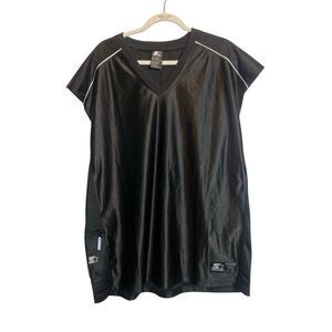 Starter 71 Black Athletic Jersey Shirt XL Mens V-Neck Mesh Zip Pocket Retro Vint